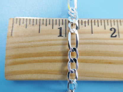 Real 925 Sterling Silver 4.5mm Italian Concave Figaro Solid Chain Lobster Lock Clasp