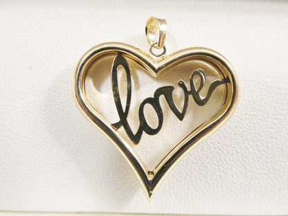 14k Real Solid Yellow Gold Love Heart High Polish Charm Pendant