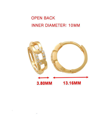 Real 10k Solid Yellow Gold CZ Earring/Cartilage Daith Hoop Huggie Earring