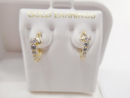 Real 10k Solid Yellow Gold Designer Hoop Huggie Earrings