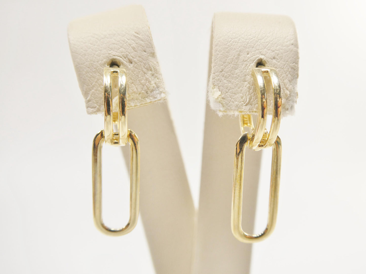 real 10k solid yellow gold polish paperclip earrings