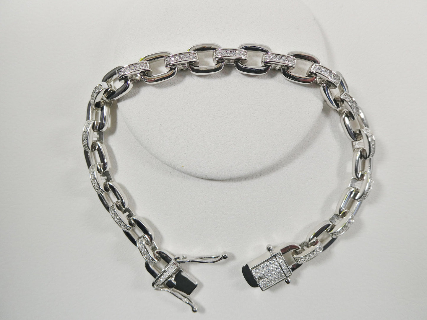 8mm real 925 sterling silver 7/ 8 inch solid paperclip bracelet 14k white gold finish
