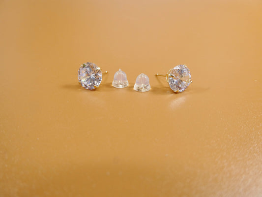 10k real solid yellow gold stud push back basket earring