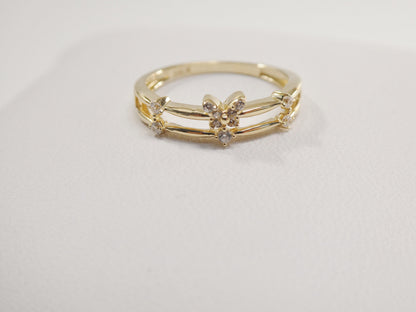 Real 14k Solid Yellow Gold Women's Classic Micro Pave Setting Pinky Ring