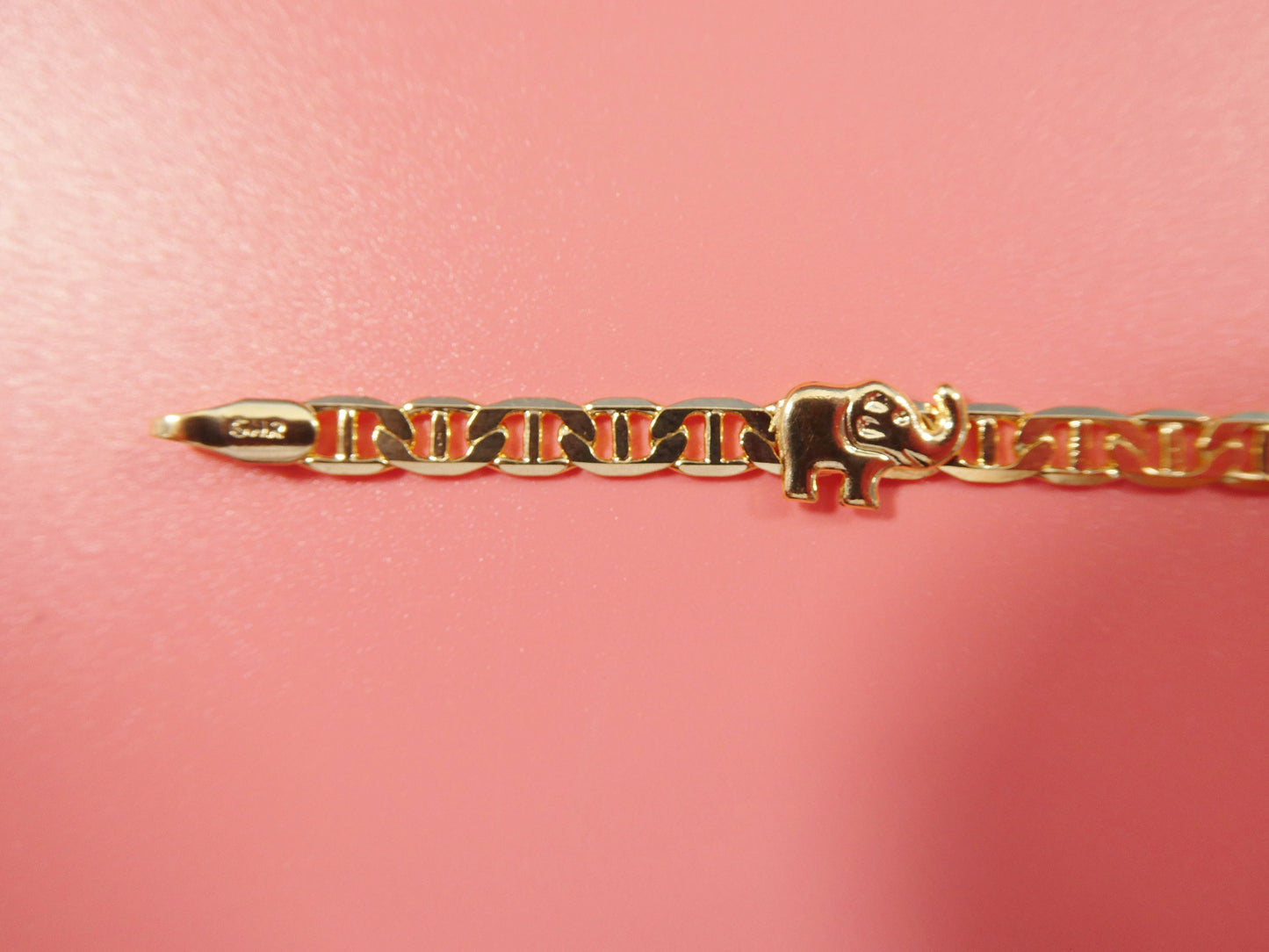 5.5 inch 18k gold filled mariner chain style elephant baby bracelet