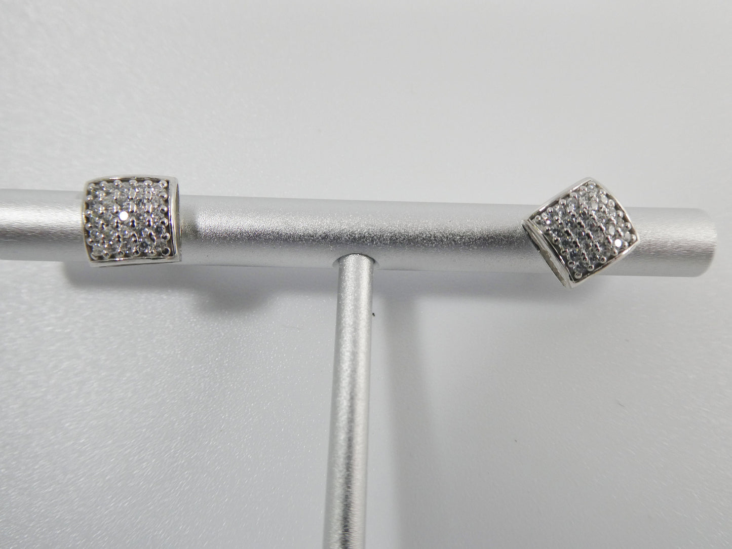 real 10k solid yellow gold puff square push post stud earring