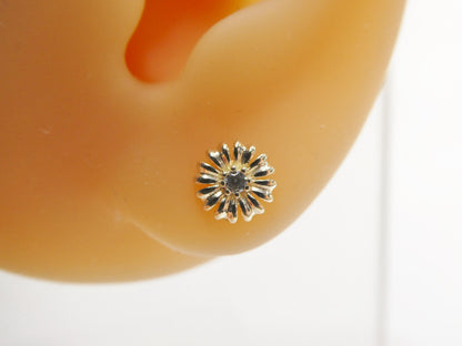 Real 10k Solid Yellow Gold Floral Push Post Earrings
