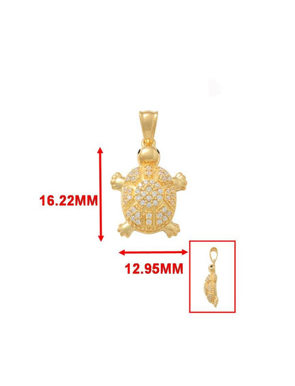 14k Real Solid Yellow Gold Turtle Pendent and Rope Necklace