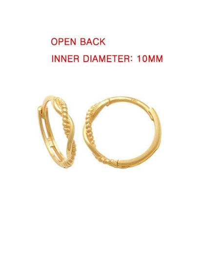 Real 10k Solid Yellow Gold Designer Hoop Huggie Earrings