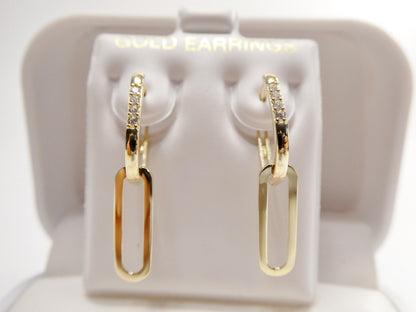 Real 10k Solid Yellow Gold Designer Hoop Huggie Earrings