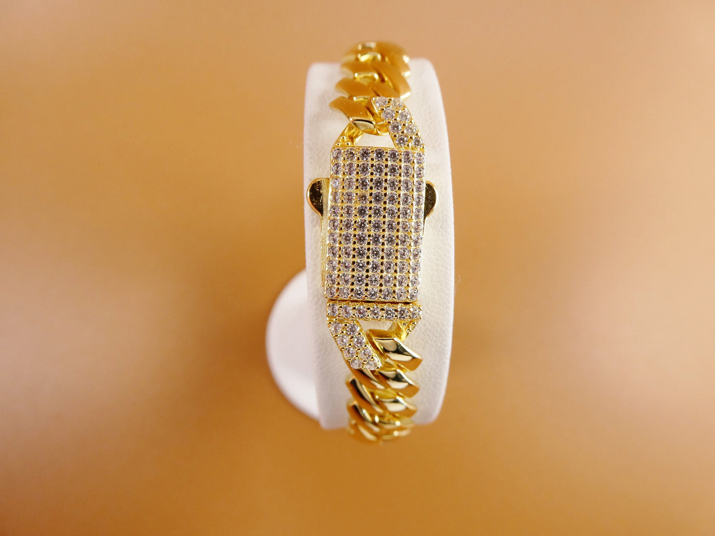 7 inch 14k yellow gold color Monaco bracelet over real solid 925 sterling silver