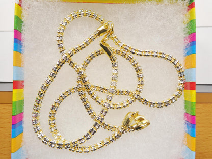 Real 925 Sterling Silver 3 Line Diamond Cut Ice Link Chain Necklace