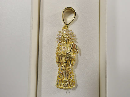 Real 925 Sterling Silver Santa Muerte Pendent Charm