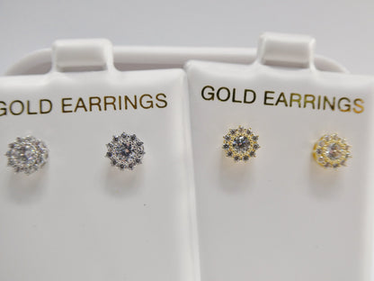 Real 10k Solid Yellow Gold Push Post Circle Stud Earrings