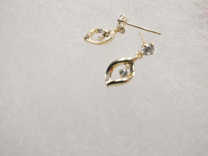 Real 10k Solid Yellow Gold Oval Drop Push Post Earrings