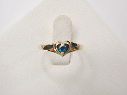 10k Solid Yellow Gold Baby Children Heart Shaped Color Stone Ring