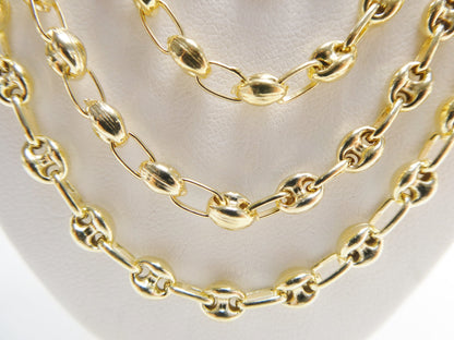 Real 925 Sterling Silver Solid Anchor Puff Chain 14k Yellow Gold Finish