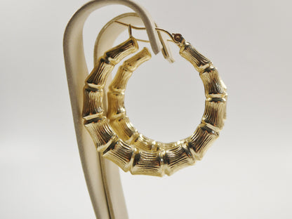 10k Real Solid Yellow Gold Bamboo Earrings