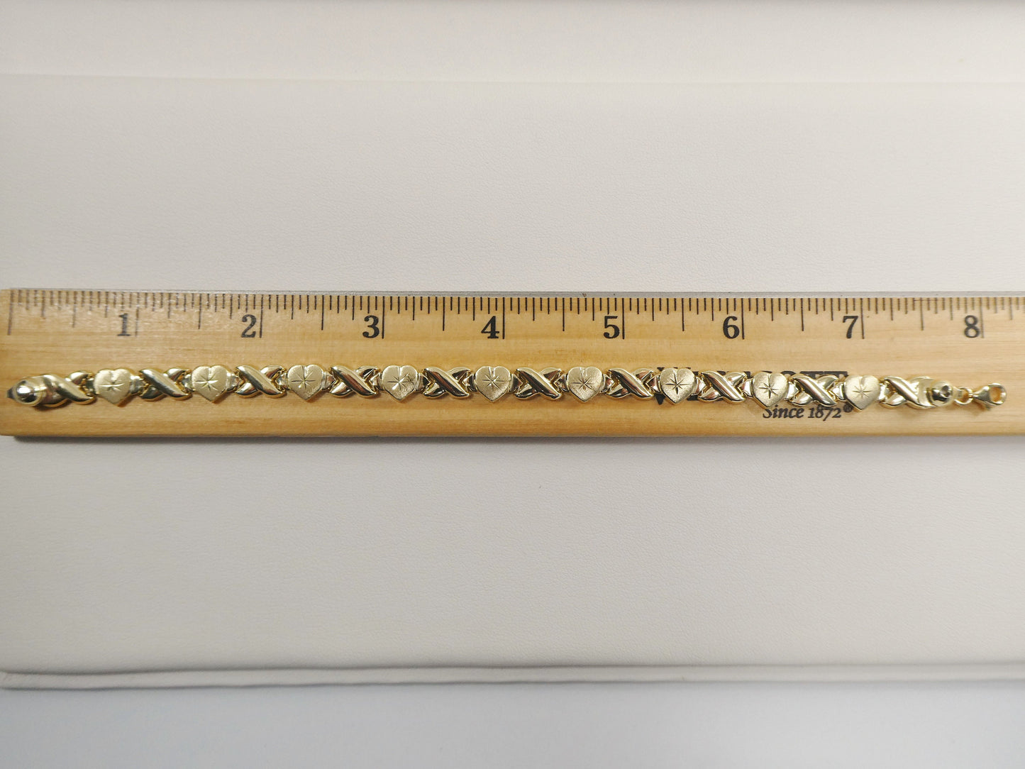 real 10k solid yellow gold xoxo hugs and kisses 7 inch and 8 inch stampato bracelet
