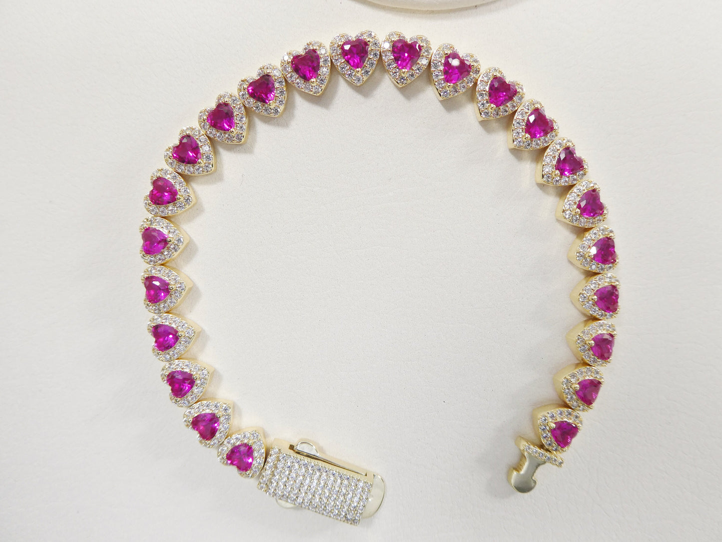 14k gold filled yellow gold ruby color heart necklace / bracelet