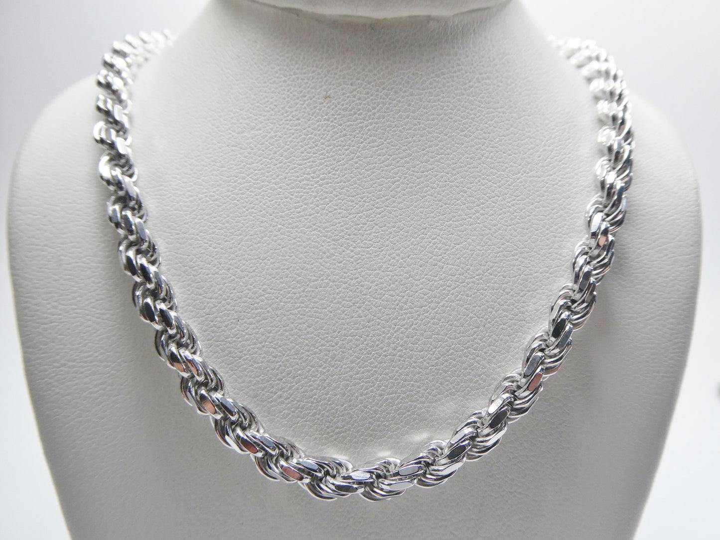 925 Sterling Silver 5MM Rope Chain - 14k White Gold Finish