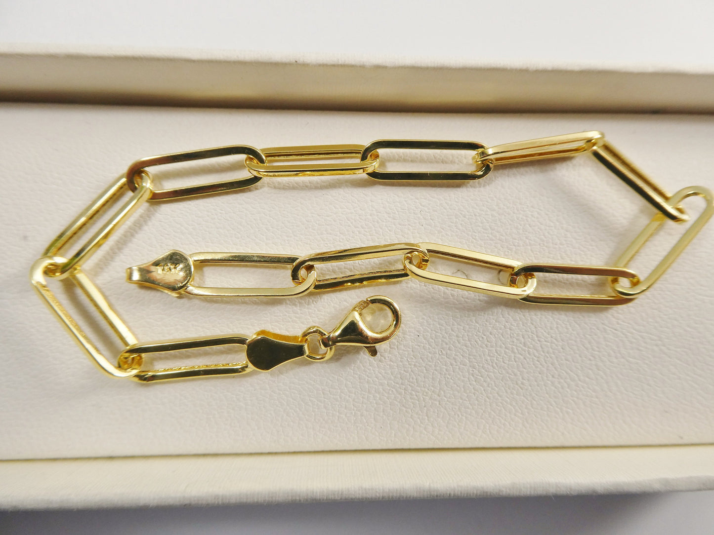 real 14k solid yellow gold paperclip 7.25 inch bracelet