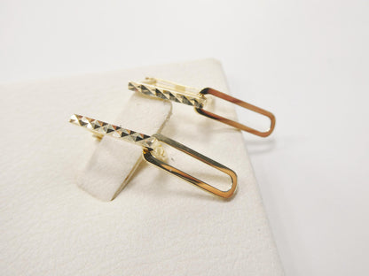 Real 10k Solid Yellow Gold Designer Hoop Huggie Earrings