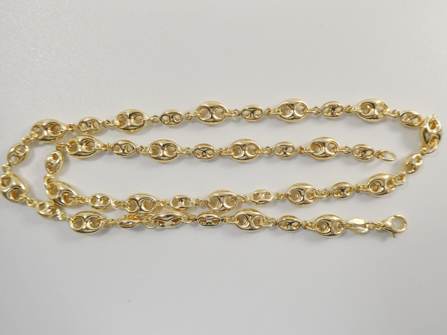 14k gold filled yellow gold puffed mariner necklace