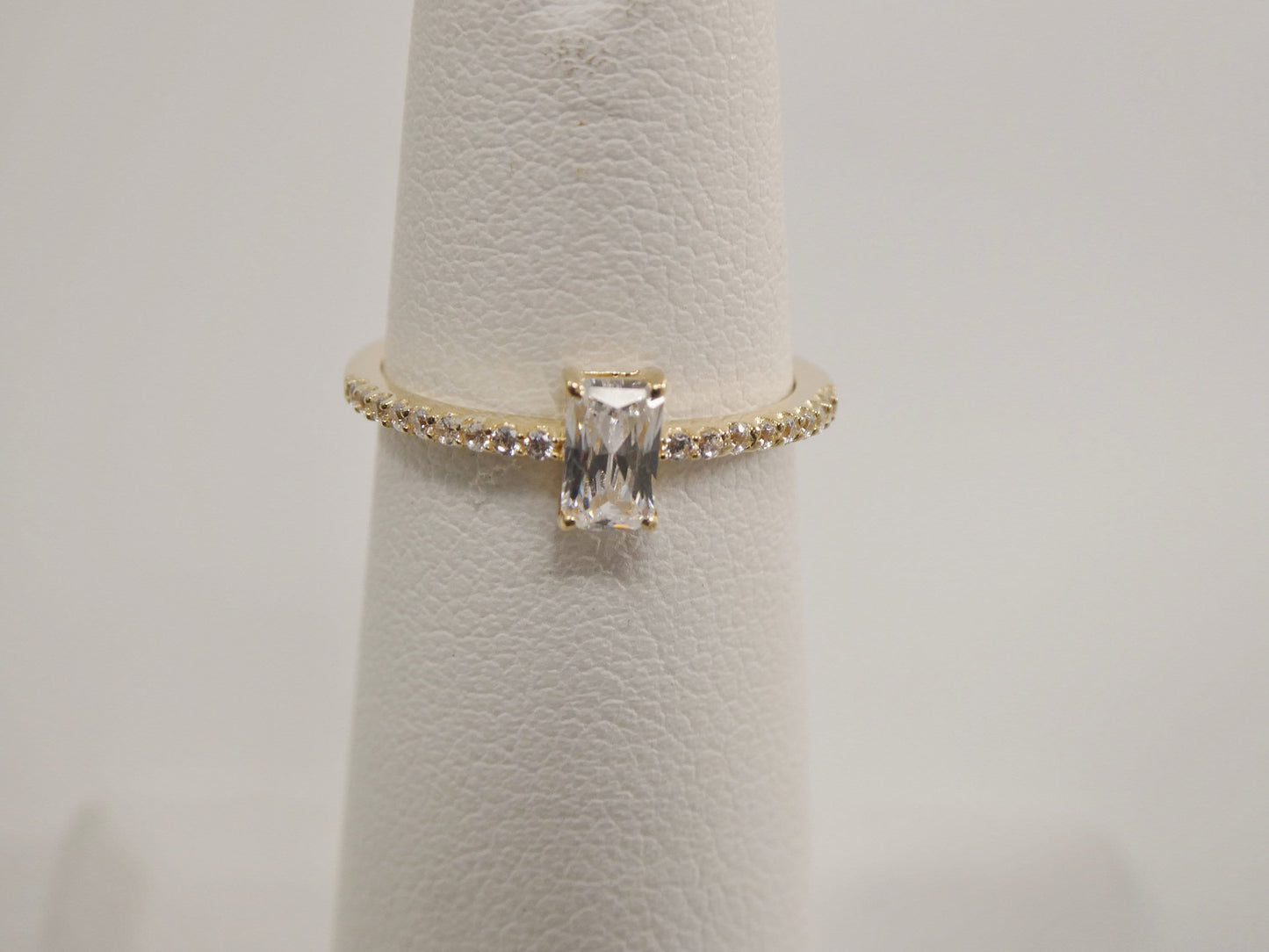 real 14k solid yellow gold women's classic micro pave setting pinky ring