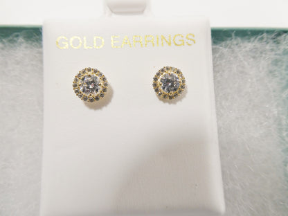 Real 10k Solid Yellow Gold Screw Post Circle Stud Earrings