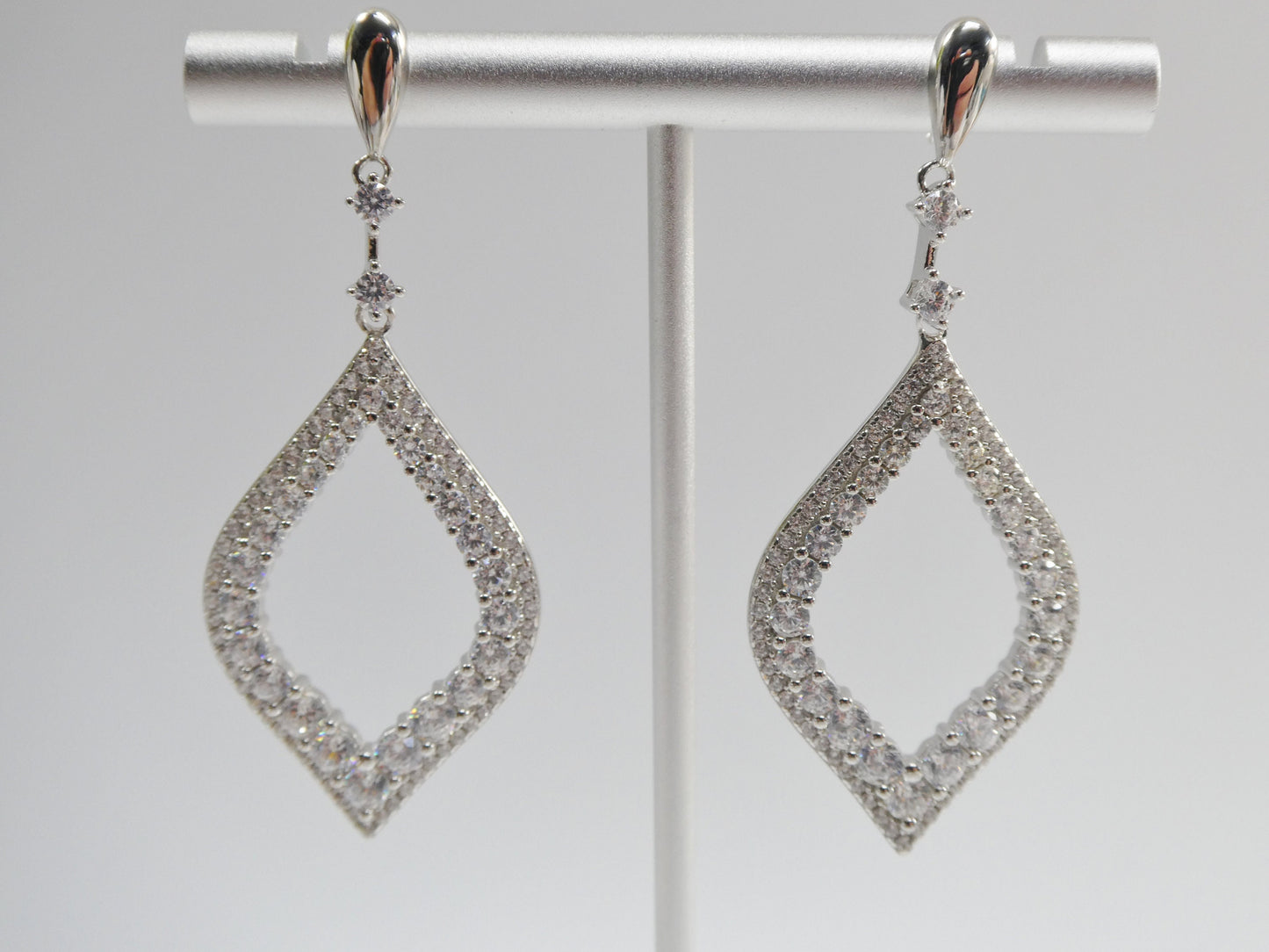 real 925 sterling silver micro pave setting 14k white gold color finish drop earrings