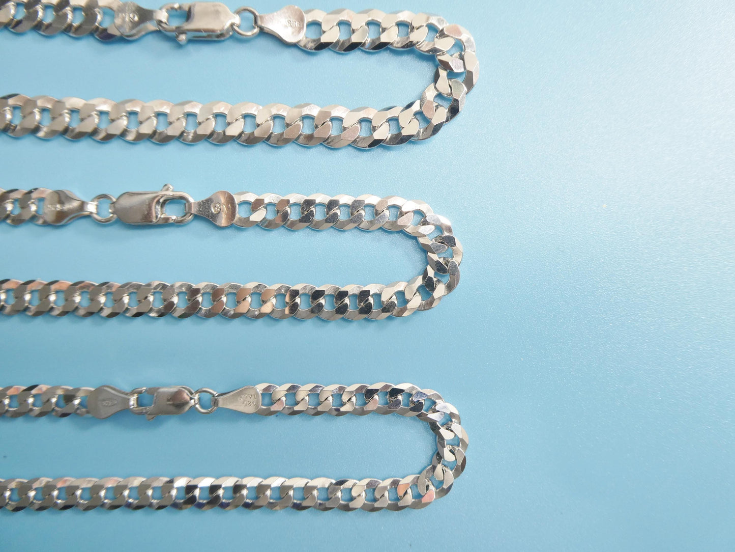 real 925 sterling silver 8 inch curb bracelet