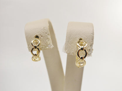 Real 10k Solid Yellow Gold Designer Hoop Huggie Earrings