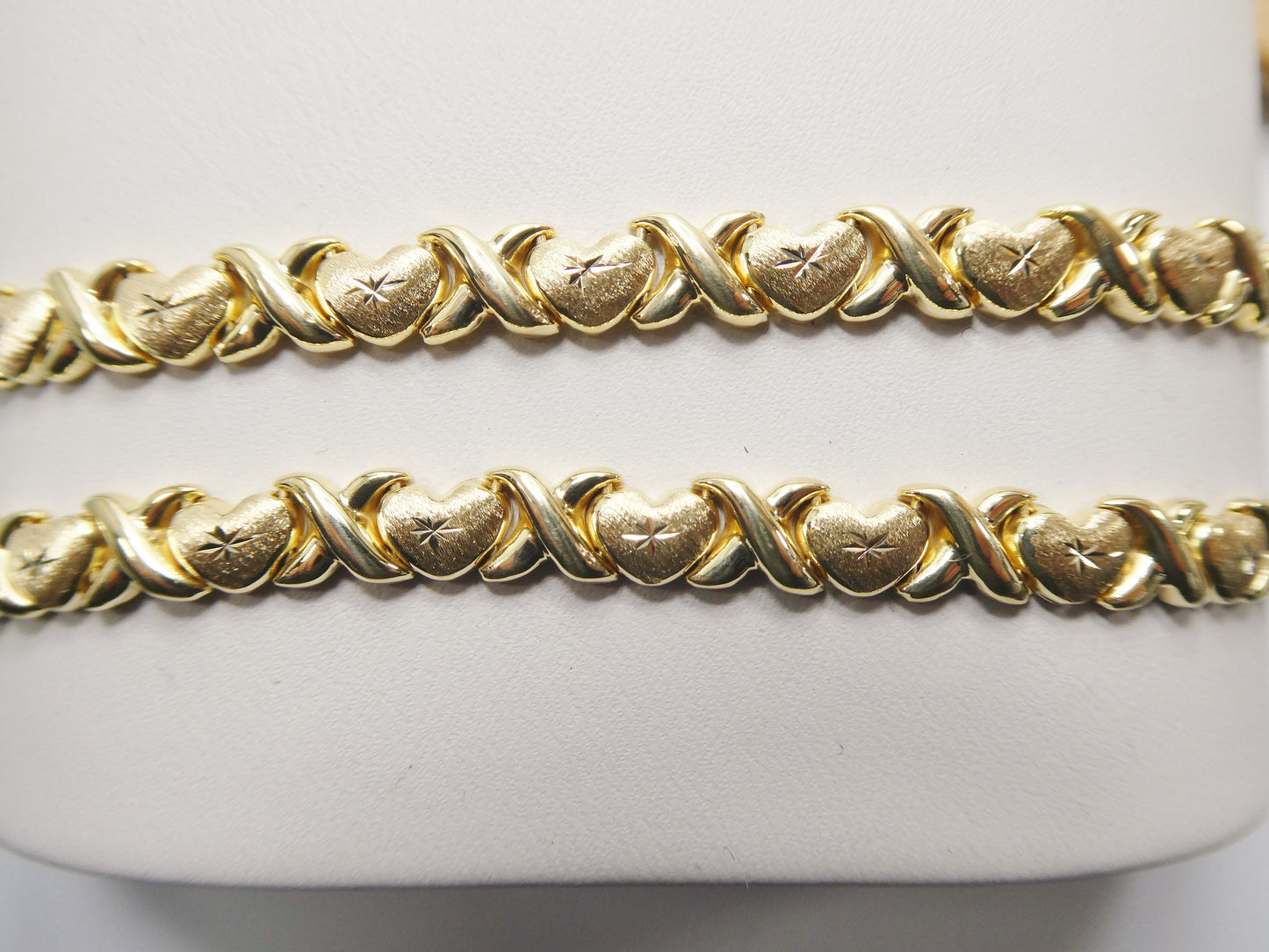 14k Gold Over Sterling Silver Mini XOXO Heart Bracelet