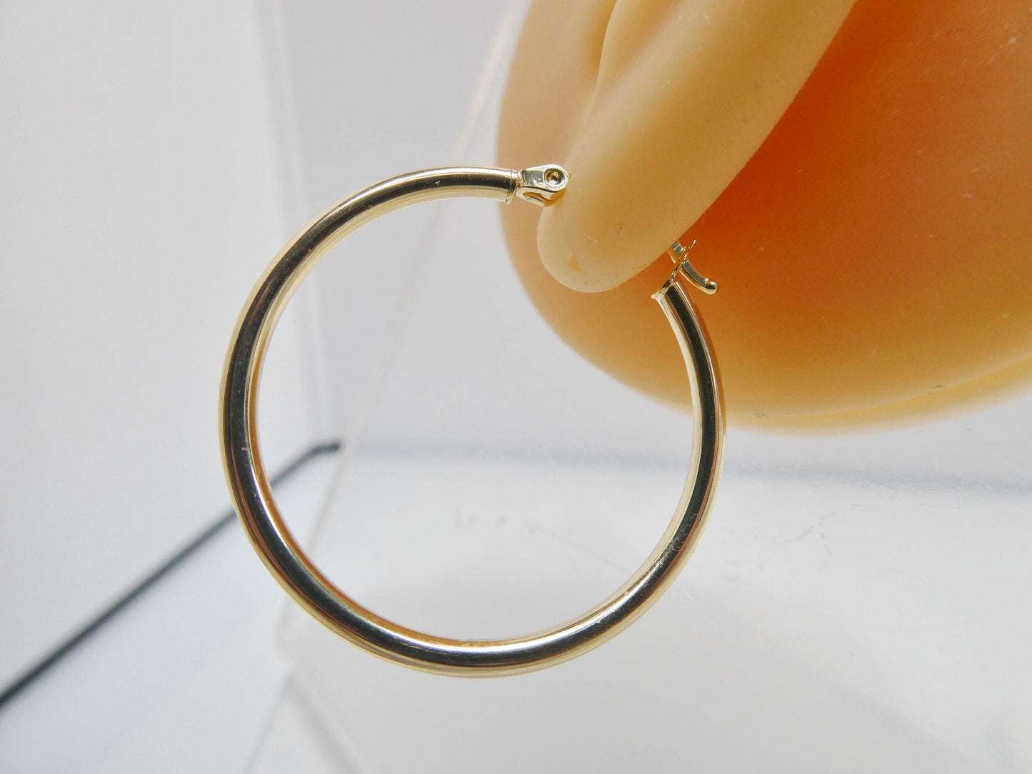 real 10k solid yellow gold plain high polish 25 / 30mm hoop huggie earrings