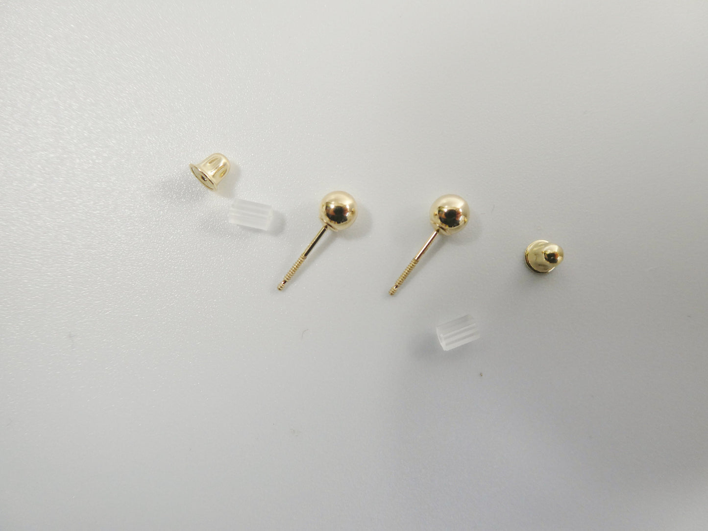 14k solid yellow gold 4mm screw post ball earrings