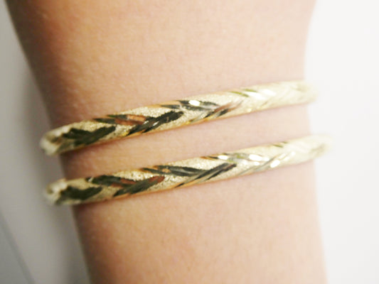 14K real solid yellow gold children baby bangle bracelet