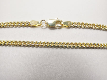 Real 10k Solid Yellow Gold 3mm Curb Link Chain Necklace