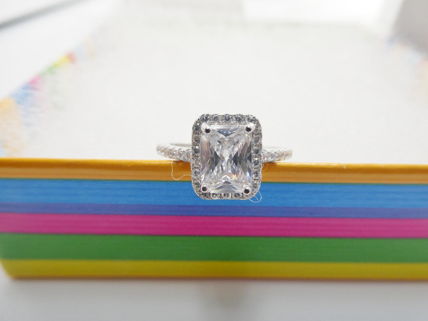 real 925 sterling silver solitaire engagement ladies ring