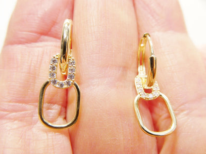 Real 10k Solid Yellow Gold Designer Hoop Huggie Earrings
