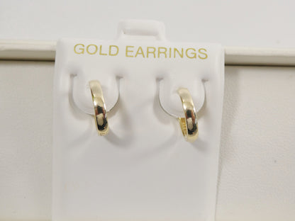 Real 10k Solid Yellow Gold 12mm High Polish Plain Hoop Huggie Earrings