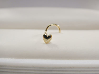 14k Real Solid Yellow Gold Twist Shape Heart Nose Ring