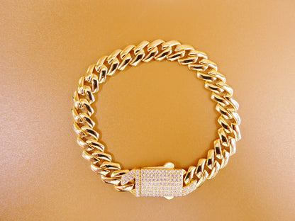 7 inch 14k yellow gold color Monaco bracelet over real solid 925 sterling silver