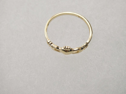 10k Solid Yellow Gold Women Girl Claddagh Ring