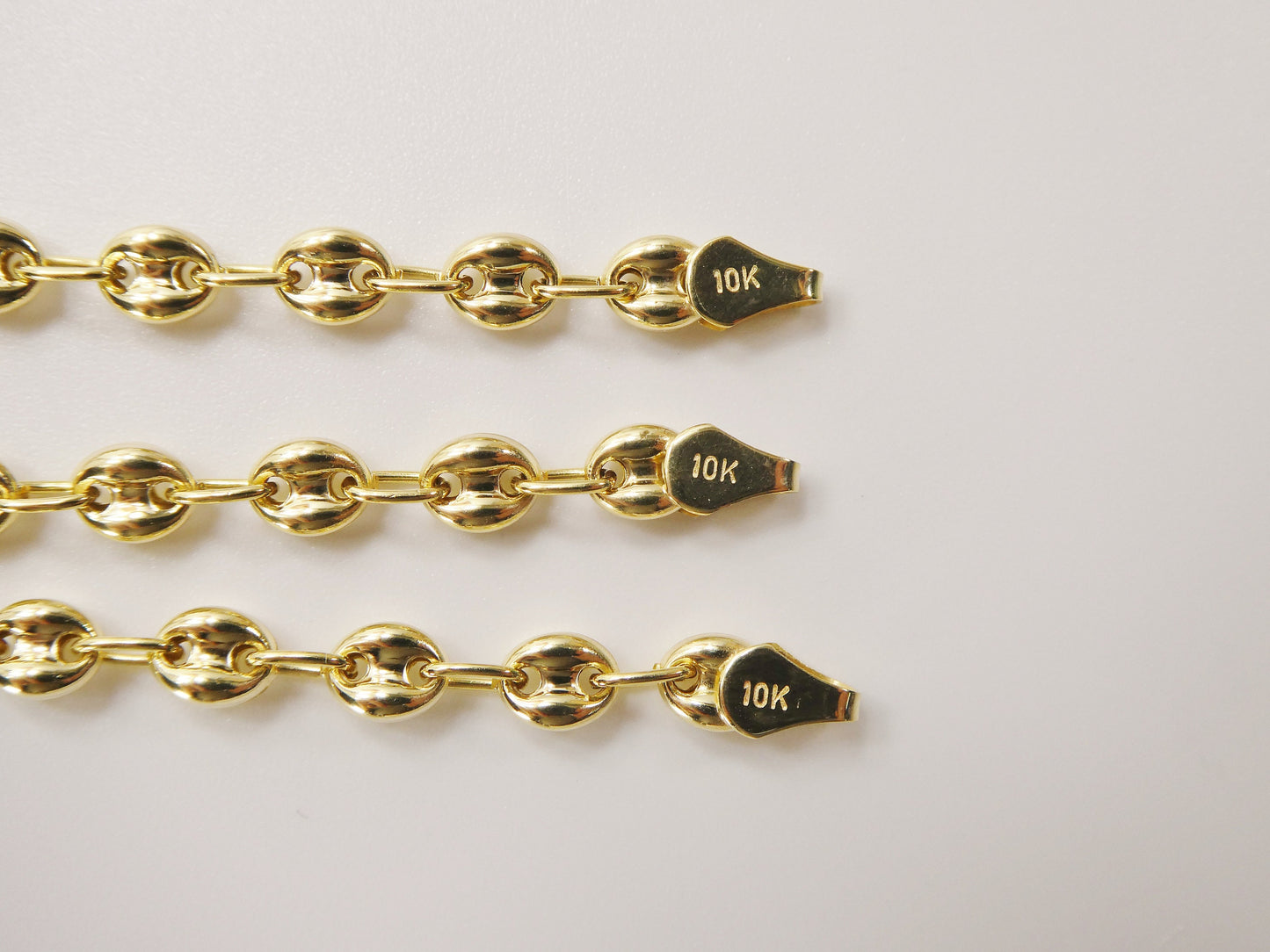 real 10k solid yellow gold 5.5/6/ 6.5 inch children/women puffed mariner bracelet