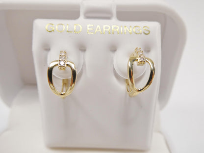 Real 10k Solid Yellow Gold Buckle Hoop Huggie Earrings
