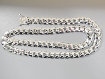 Real 10.5MM 925 Sterling Silver Men Miami Semi Solid Link Chain Box Lock Clasp