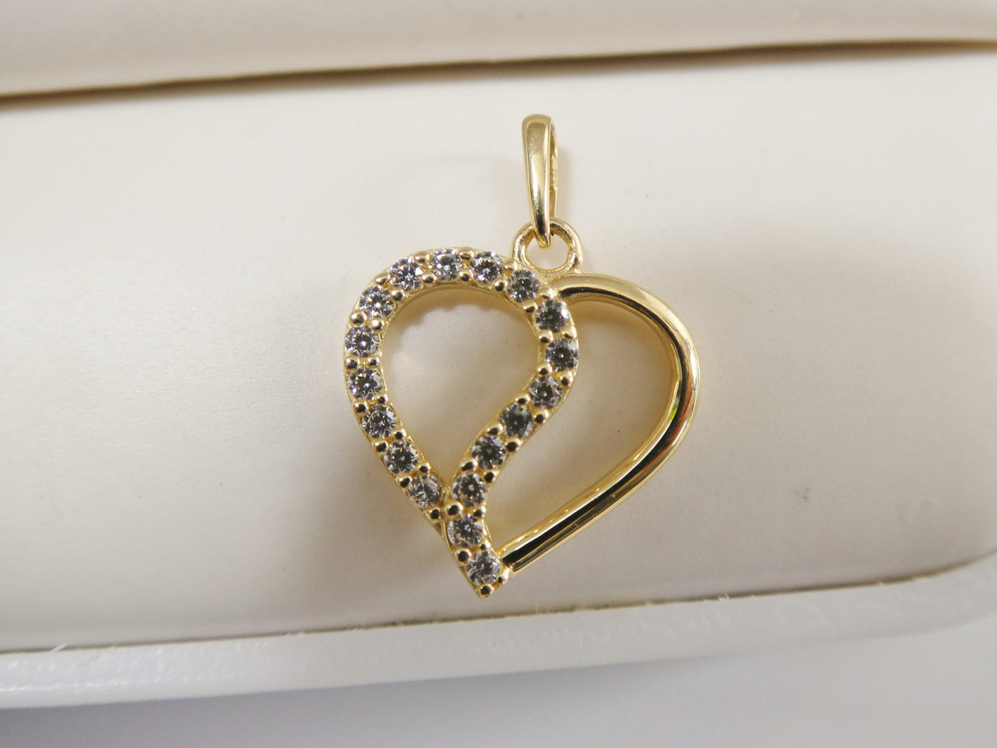 14k real solid yellow gold heart high polish charm pendent