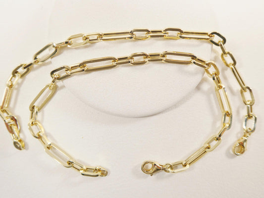 real 14k solid yellow gold design paperclip 6.5/ 7/ inch bracelet
