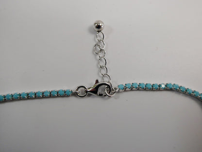 Turquoise Anklet With Extension Tennis Bracelet Real 925 Sterling Silver